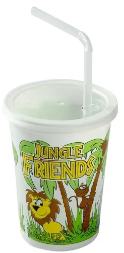 Kids Cup Jungle Theme Cup/Straw/lid 12oz.